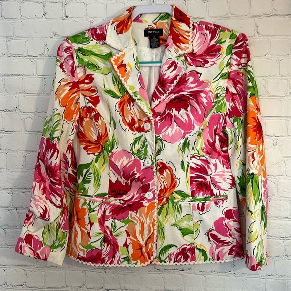 City Silk Jackets & Blazers - City Silk stretch lined blazer in beautiful bright flowers